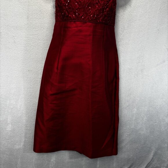 Talbots Silk Blend Beaded Dress Womens 10 Red Empire Waist Holiday Party - Picture 8 of 11